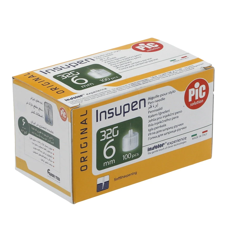 سوزن قلم انسولین پیک سلوشن مدل 32G طول 6 میلیمتر بسته 100 عددی