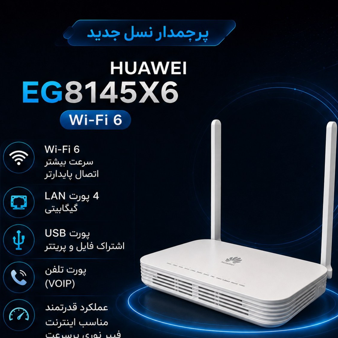 مودم فیبر نوری هوآوی مدل EG8145X6