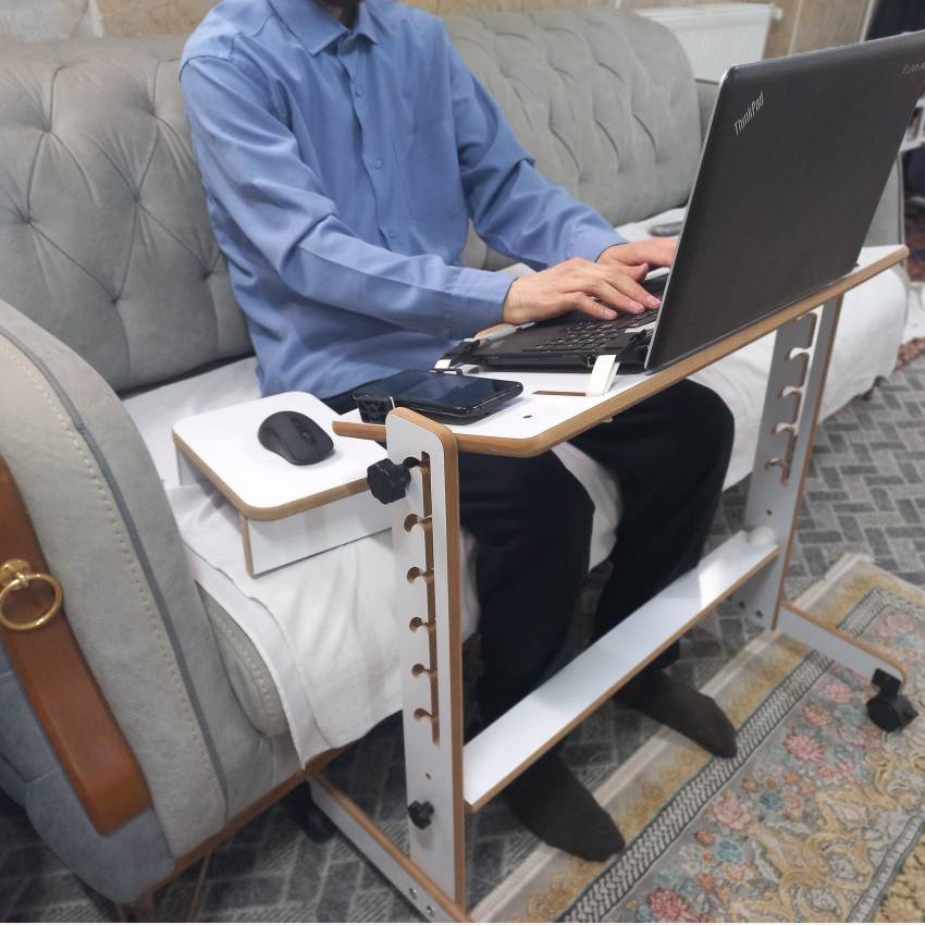 میز لپ تاپ و مطالعه طبی درازکش (پایه چرخ دار - نمونه لپ تاپ)