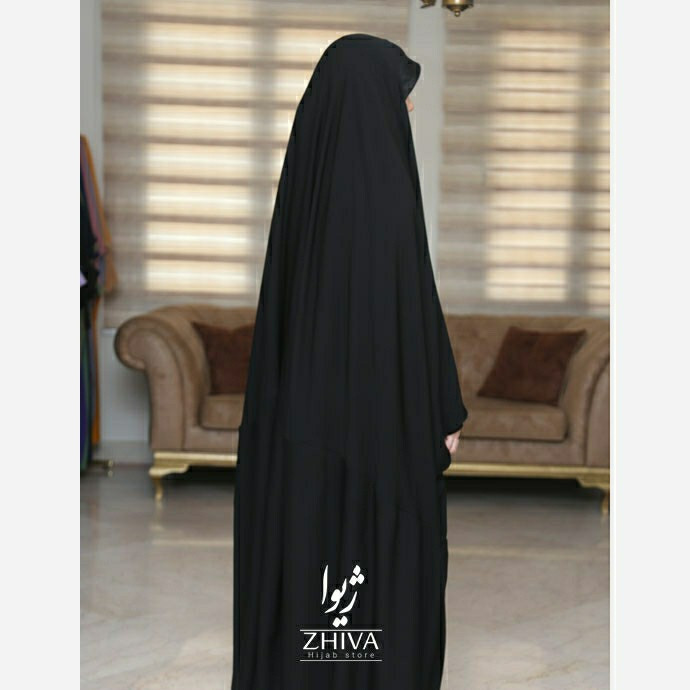 چادر مشکی عراقی چادر اصیل عربی واقعی چادر عبایه دو تیکه در کمردرزمی خورد ( خبانه دار ) چادر کربلا نجف لباس محرمی اربعین