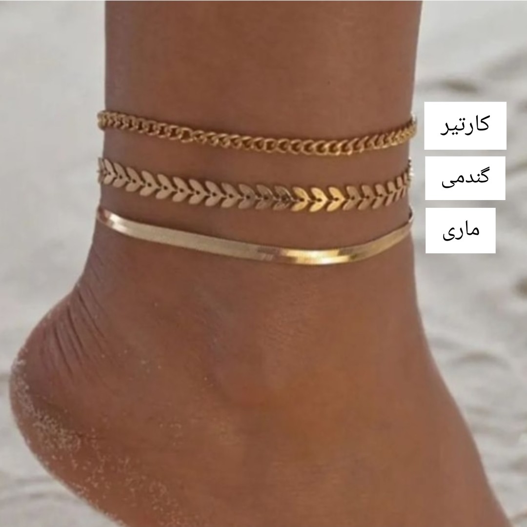 پابند استیل ماری و خلخال و کارتیر و گندمی