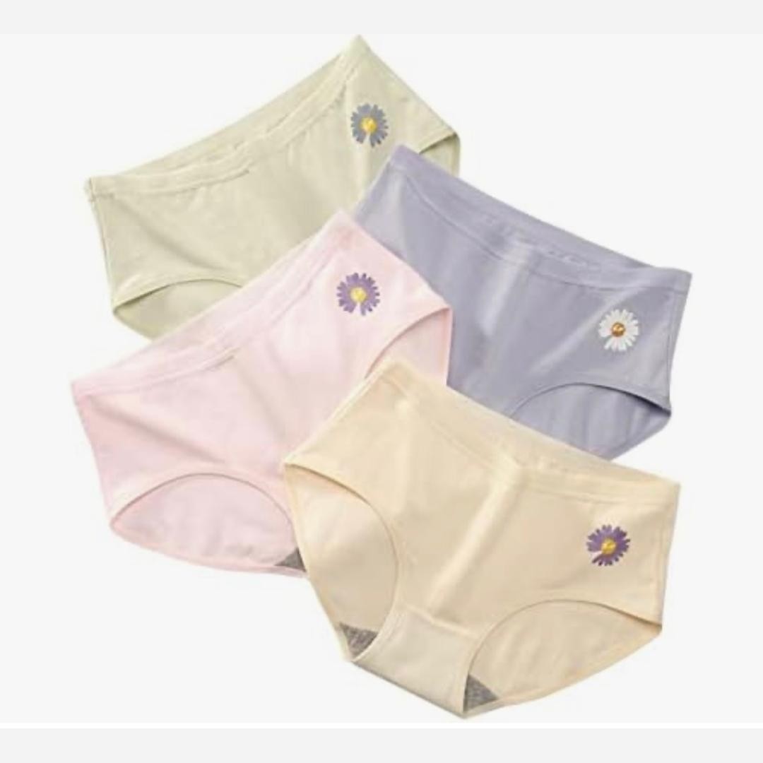 پک 4عددی شورت زنانه نخی گل بابونه فانتزی وارداتی M- L-XL