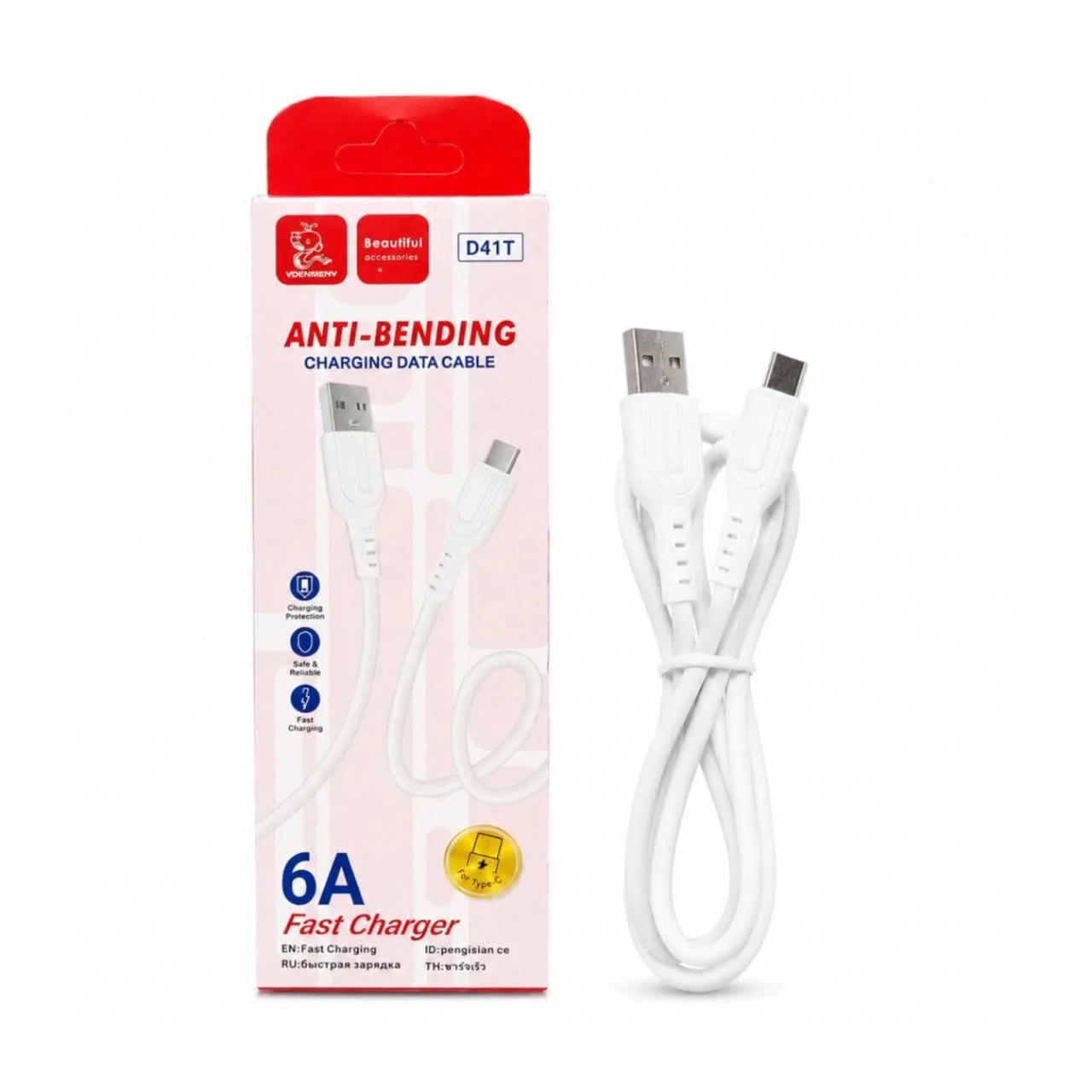 کابل شارژ تایپ سی vdenmenv مدل D41t فست شارژ کیفیت عالی