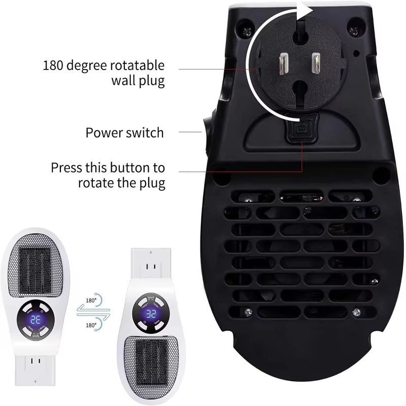 بخاری برقی و فن هیتر دیواری کنترل دار کم مصرف مناسب خانه و محل کار 800w