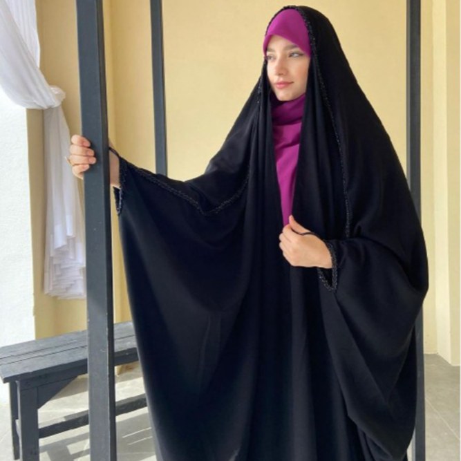 چادر عربی منجوق گندمی کرپ