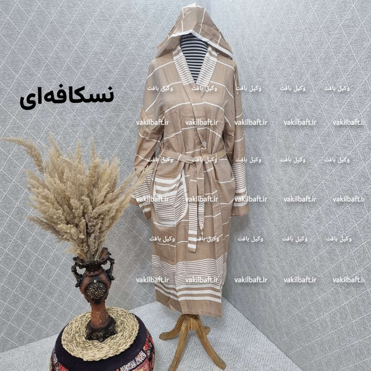 حوله تن پوش صددرصد نخی یزدی دارای رنگبندی سایز دو ایکس لارج 2XL برند رامش تک رنگ قد 140 - دور کمر 145 - یقه تا مچ 80