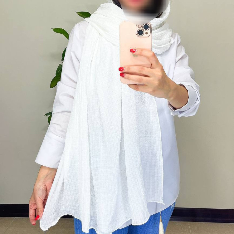 شال نخی ساده جاذبه منگوله دار (تکی به قیمت عمده - شامل هدیه و تخفیف)