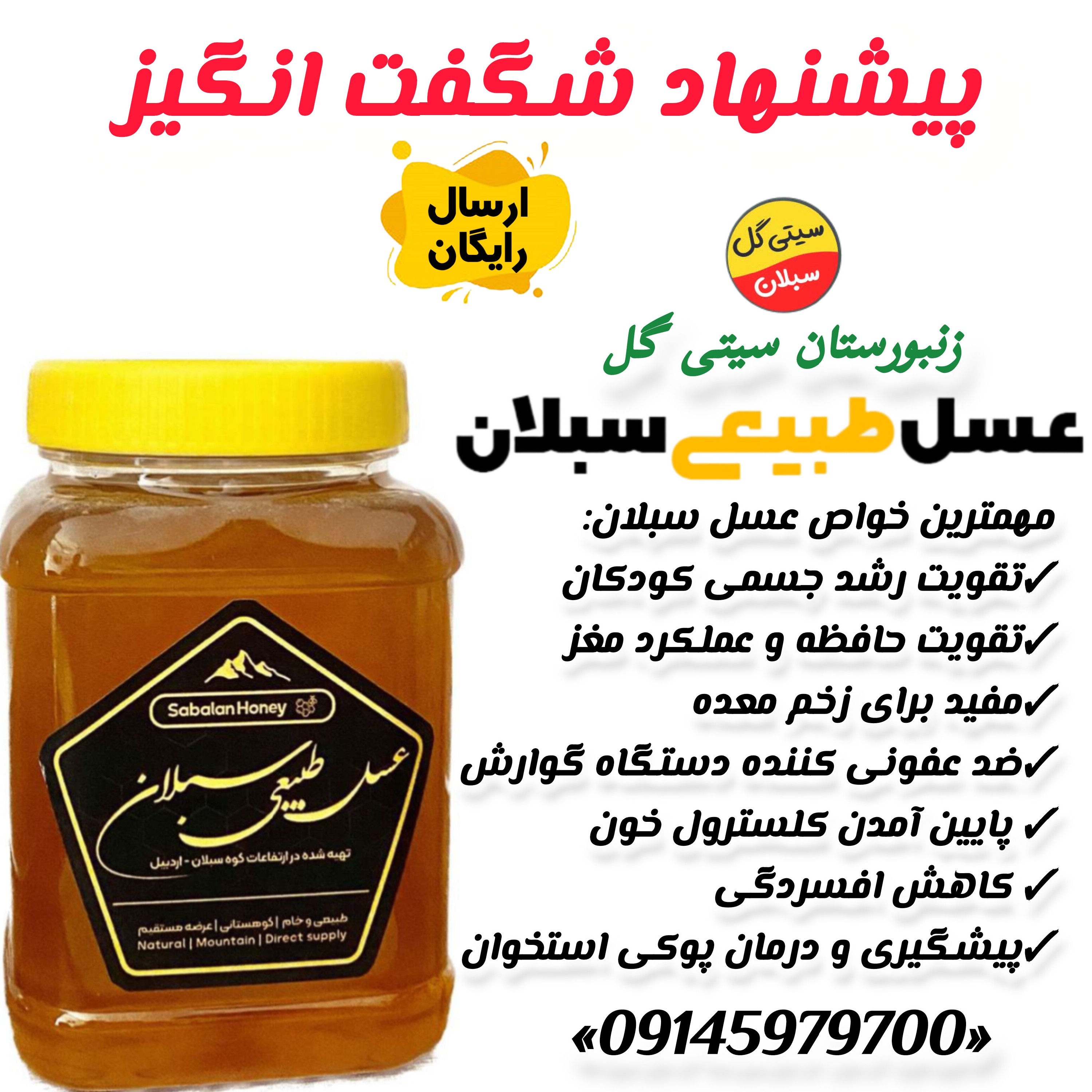 عسل سبلان بهاره خام 1 کیلویی(مستقیم اززنبوردار)ارسال رایگان