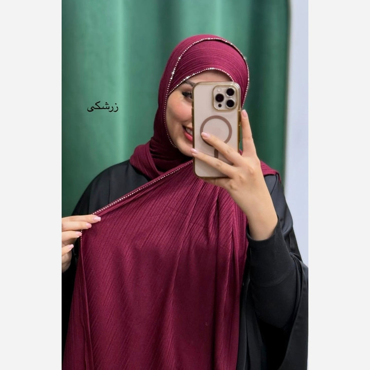 شال کشی کویتی نگین دار رنگ زرشکی