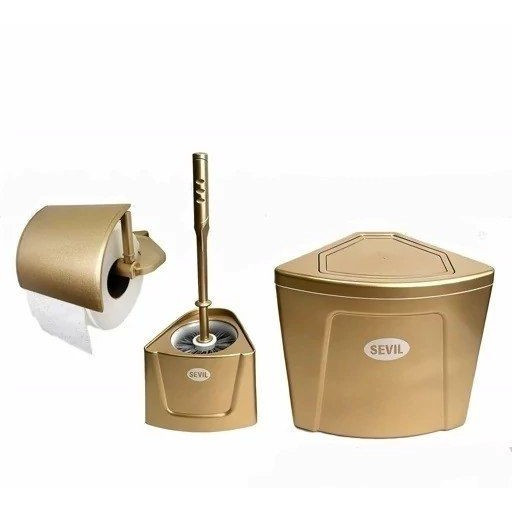 ست سطل و فرچه و جا دستمال دیواری با رنگبندی ( 3 تیکه )