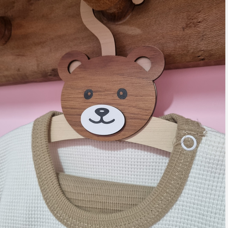 چوب لباسی چوبی نوزاد (کودک) تدی MDF وانوچای برای لباس و شلوار