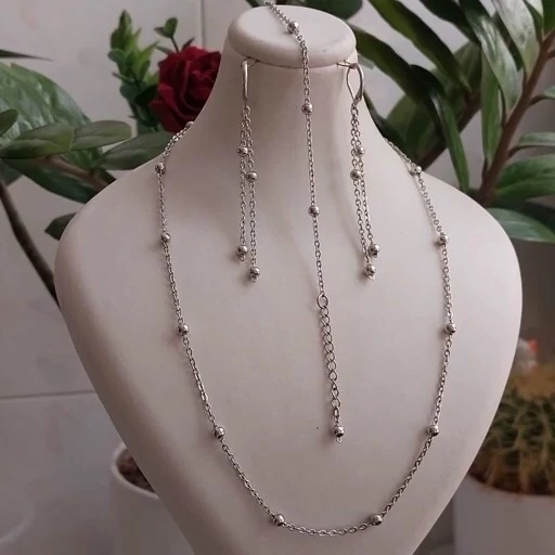سرویس گردنبند دستبند و گوشواره خلخال توپی استیل