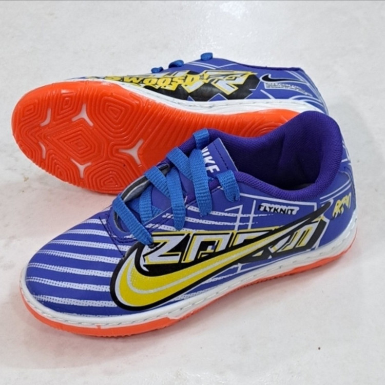 کفش سالنی فوتسال فوتبال ورزشی پسرانه مردانه نایک امباپه سایز 31 تا 45 آبی