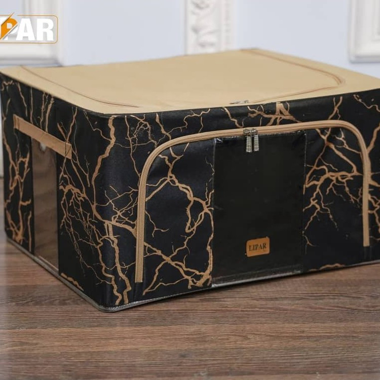 باکس نظم دهنده لباس ارگانایزر برزنتی تاشو اسکلت فلزی برند لیپار سایز 2