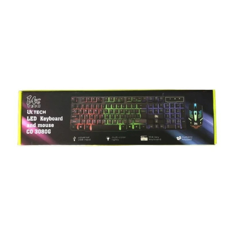 کیبورد و ماوس گیمینگ یوسیتک مدل CO3080G با نورپردازی RGB