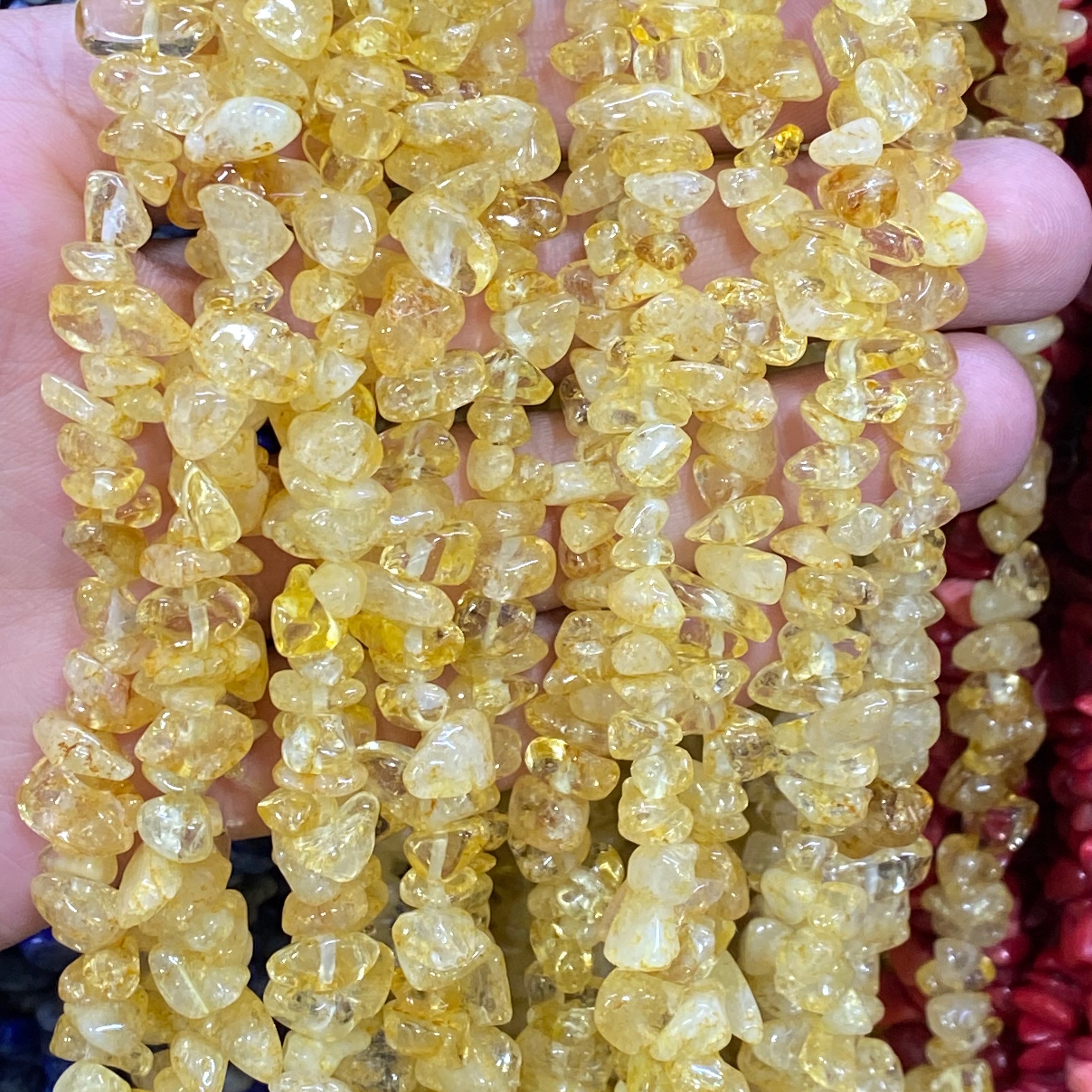 ریسه سنگ چیپسی سیترین طبیعی 20 سانتی متر