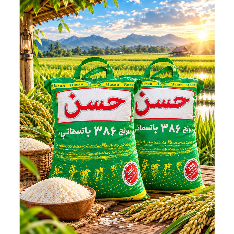 برنج پاکستانی باسماتی 386 حسن با ارسال رایگان(10کیلوگرم)