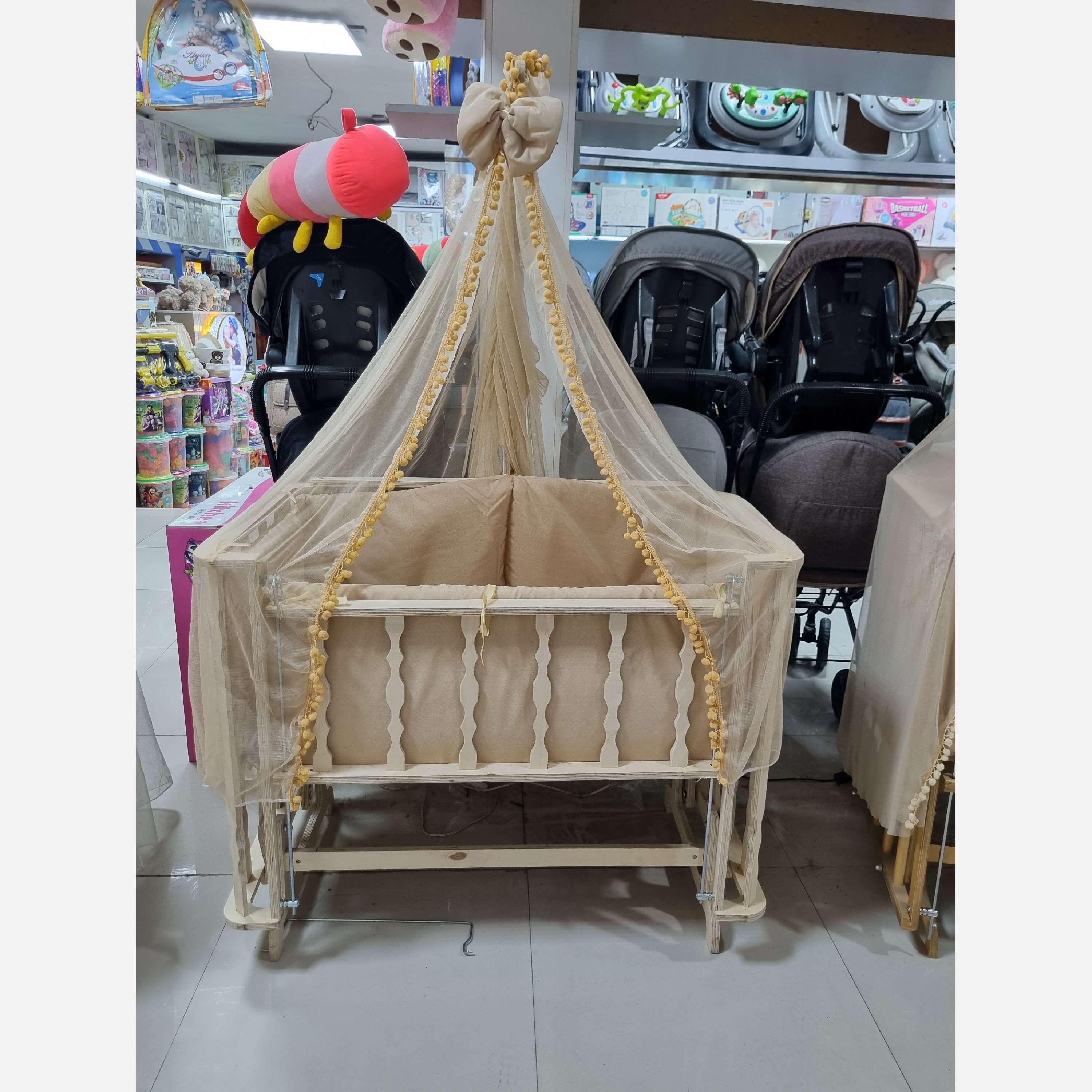 گهواره چوبی مدل فرشته ، گهواره کنارمادر ،تخت نوزاد(پسکرایه)