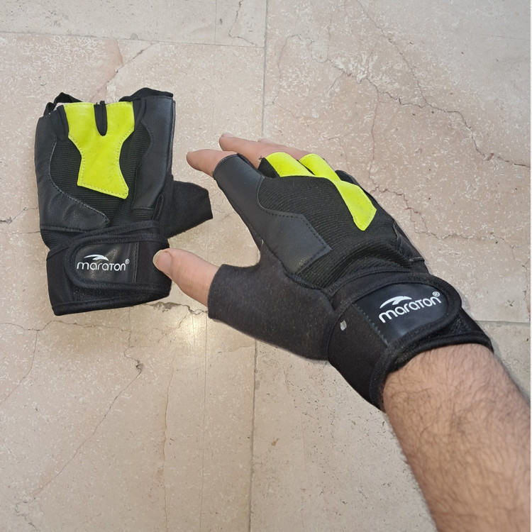 دستکش بدنسازی اورجینال وارداتی پاکستان برند maraton بسته 2عددی (پس کرایه)