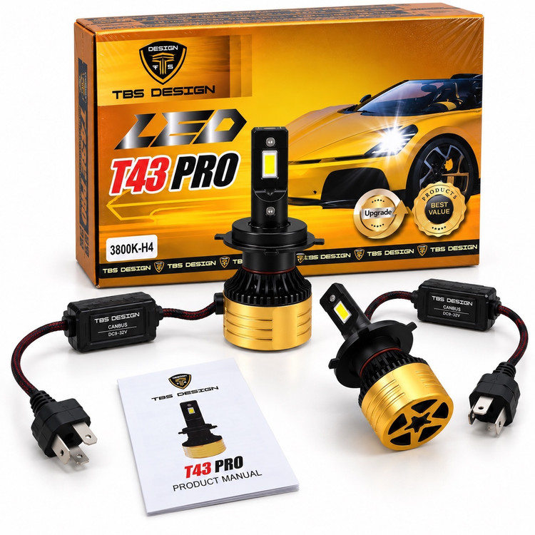 هدلایت توبیز T43 PRO پایه H4 نور بالا سفید یخی نور پایین زرد فابریکی و نچرال