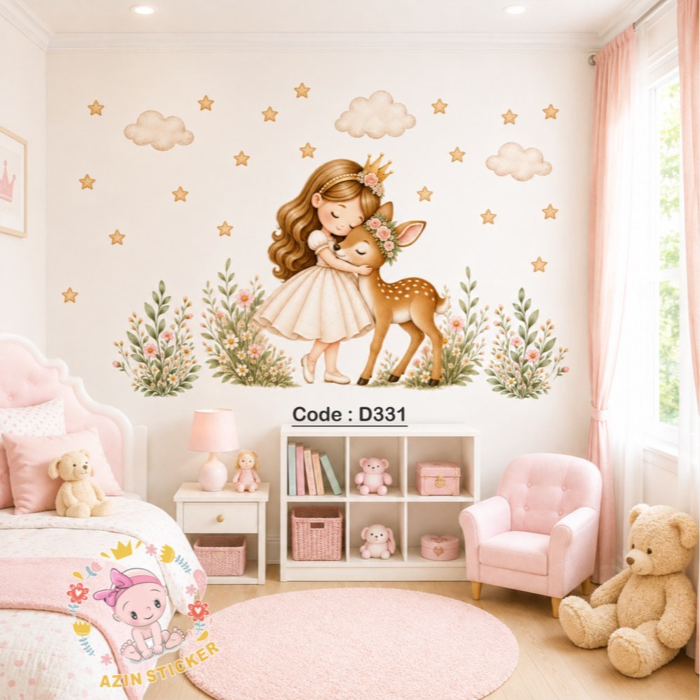 استیکر دیواری پرنسس و آهو کد D331