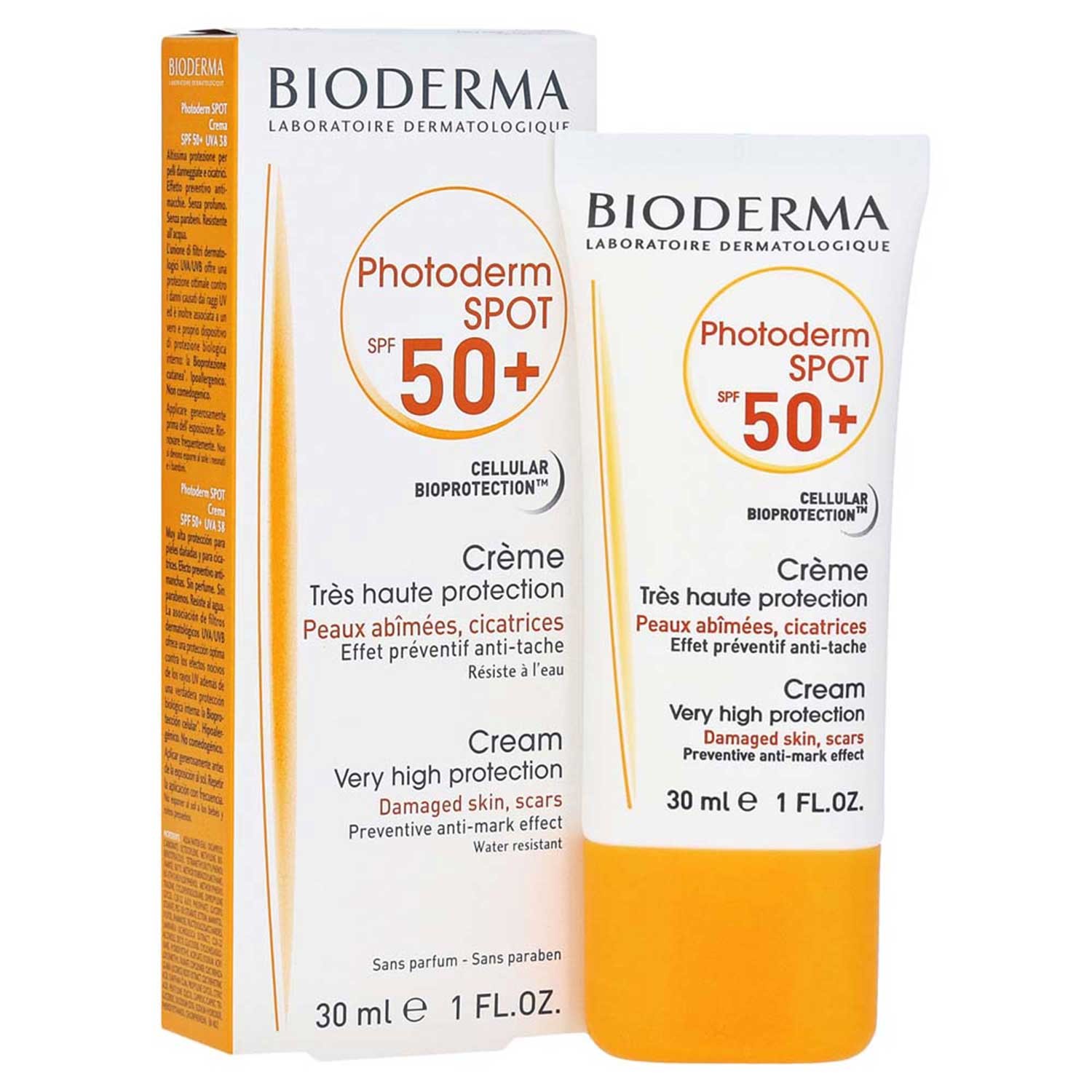 ضدآفتاب بیودرما فوتودرم اسپات spf50 بدون رنگ محافظت از پوست در مقابل اشعه های UV کمک به از بین بردن لک و جای جوش