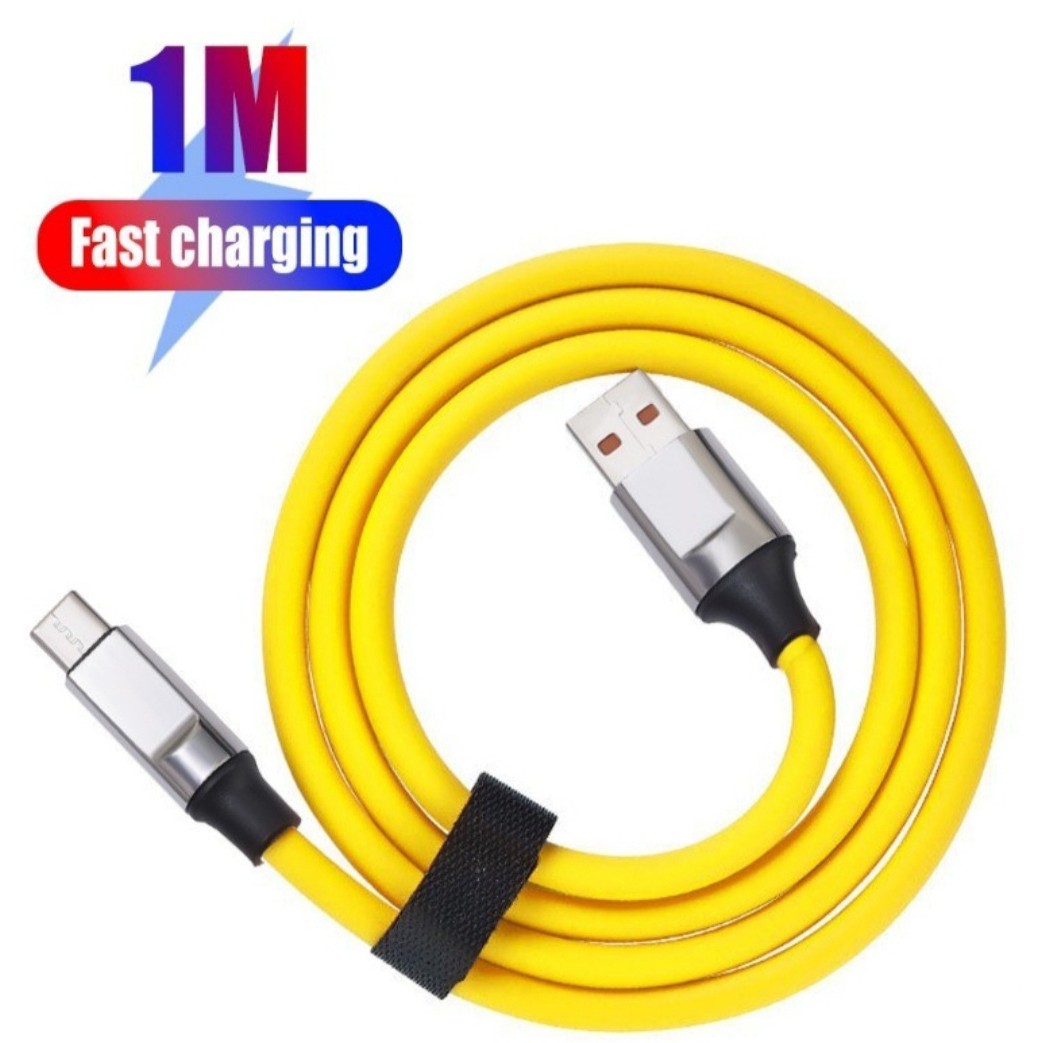 کابل شارژ فست شارژ Micro USB (120 وات 6 آمپر) سرسوکت نارنجی،امکان انتقال اطلاعات،دارای روکش سیلیکونی،جنس اورجینال و اصلی
