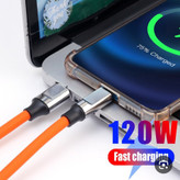 کابل شارژ فست شارژ Micro USB (120 وات 6 آمپر) سرسوکت نارنجی،امکان انتقال اطلاعات،دارای روکش سیلیکونی،جنس اورجینال و اصلی