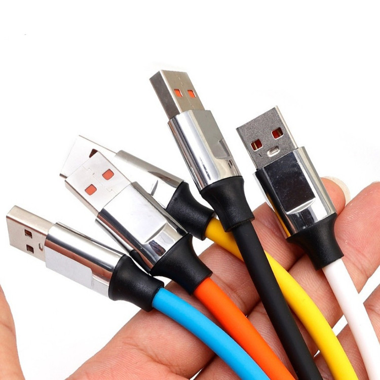 کابل شارژ فست شارژ Micro USB (120 وات 6 آمپر) سرسوکت نارنجی،امکان انتقال اطلاعات،دارای روکش سیلیکونی،جنس اورجینال و اصلی
