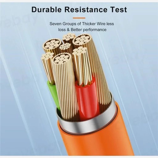 کابل شارژ فست شارژ Micro USB (120 وات 6 آمپر) سرسوکت نارنجی،امکان انتقال اطلاعات،دارای روکش سیلیکونی،جنس اورجینال و اصلی