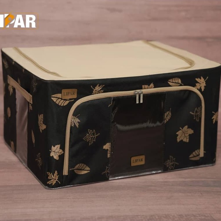 باکس نظم دهنده ارگانایزر لباس برزنتی تاشو اسکلت فلزی برند لیپار سایز 3