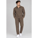 ست بلوز و شلوار مردانه نیم زیپ پارچه مراکشی (2XL/3XL)