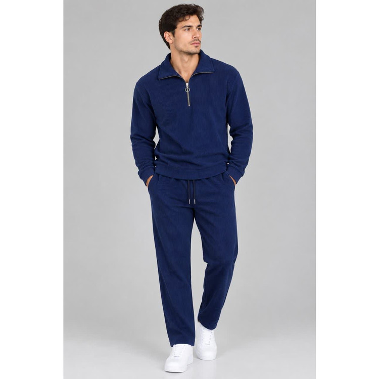ست بلوز و شلوار مردانه نیم زیپ پارچه مراکشی (2XL/3XL)