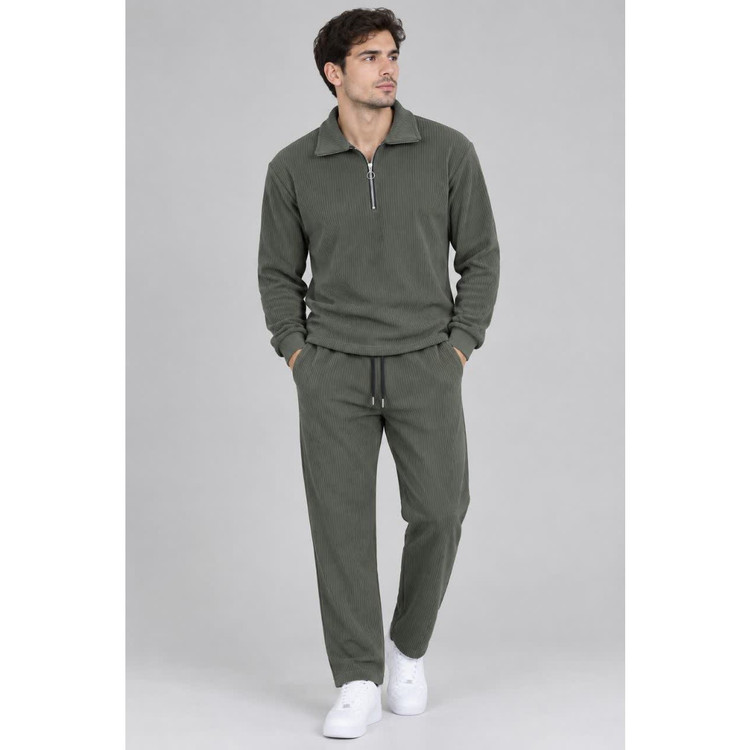ست بلوز و شلوار مردانه نیم زیپ پارچه مراکشی (2XL/3XL)