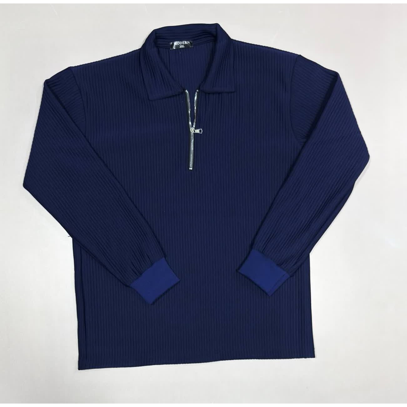 ست بلوز و شلوار مردانه نیم زیپ پارچه مراکشی (2XL/3XL)