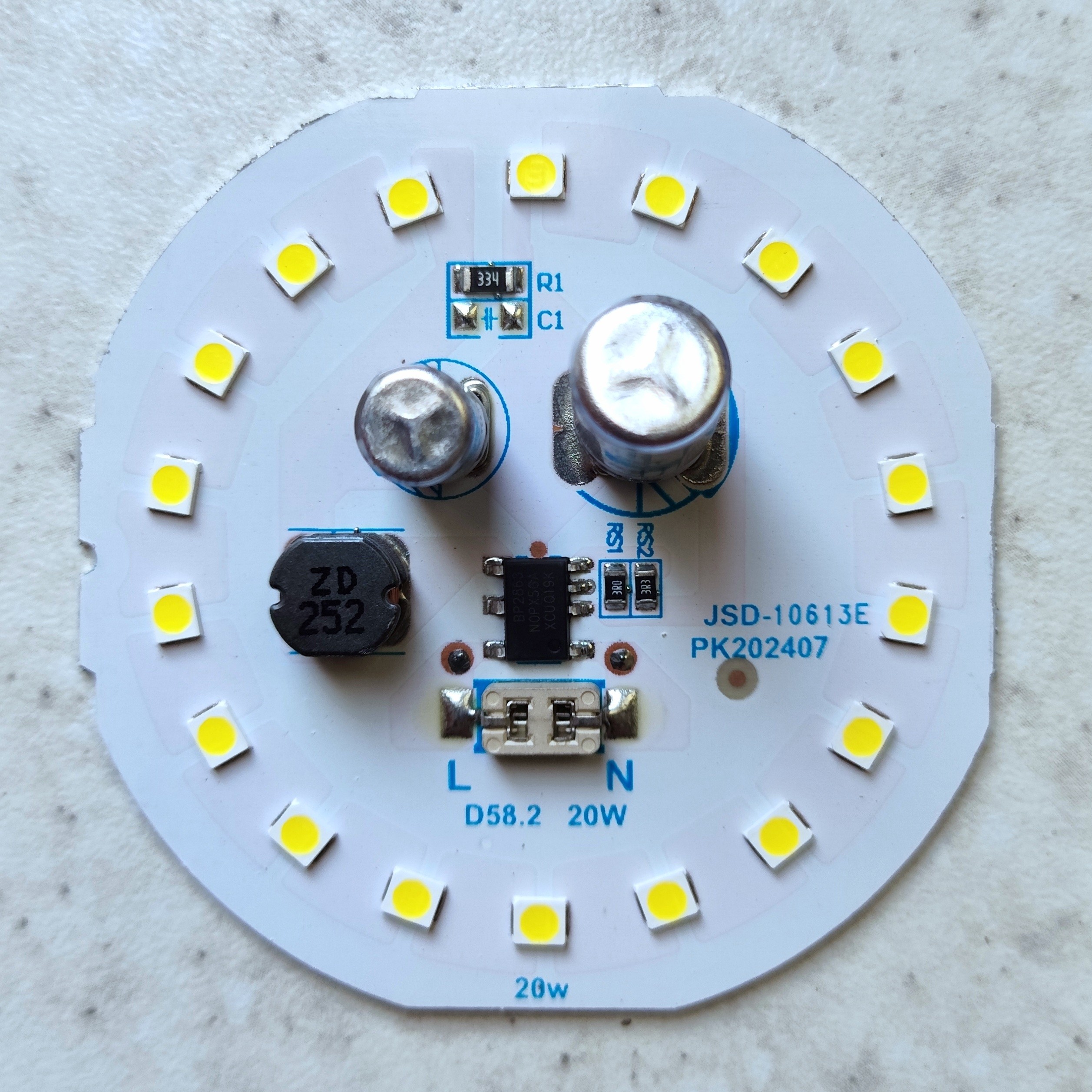 چیپ ال ای دی 20 وات ماژول دی او بی رنگ سفید مهتابی کیفیت بالا جهت تعمیر لامپ chip led dob 20w 220v