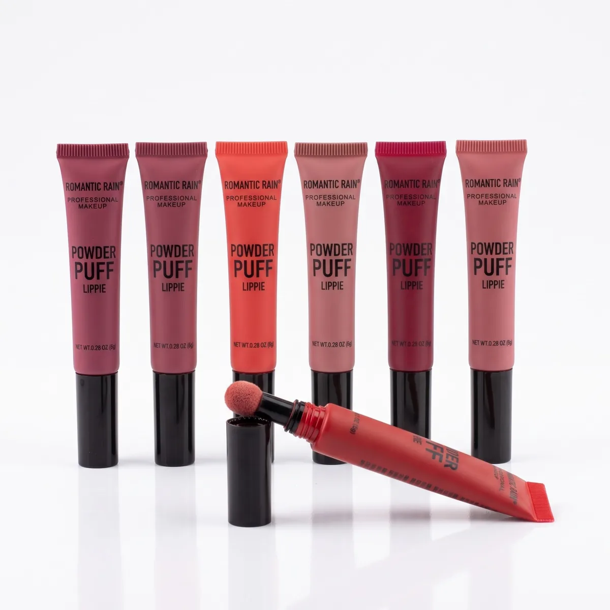 رژ لب مایع پد دار رومانتیک رین مدل Powder Puff Lippie مات در 6 رنگ