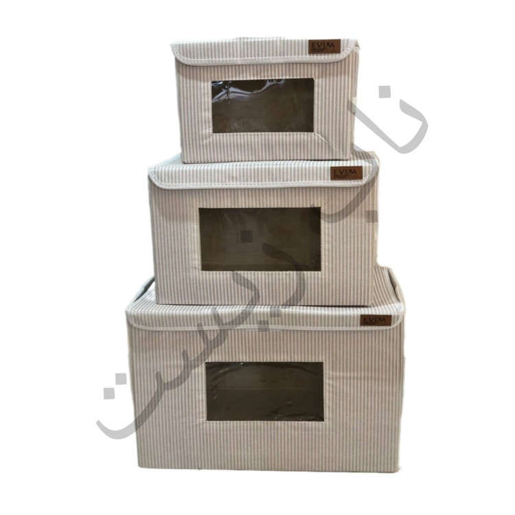 باکس نظم دهنده لباس 3 تایی سه سایز برند اویم evim ایست دار جلوطلقی طرح راه راه