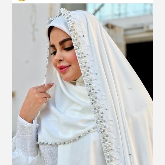 چادر عروس آماده (جواهر دوزی شده) با پارچه اعلا