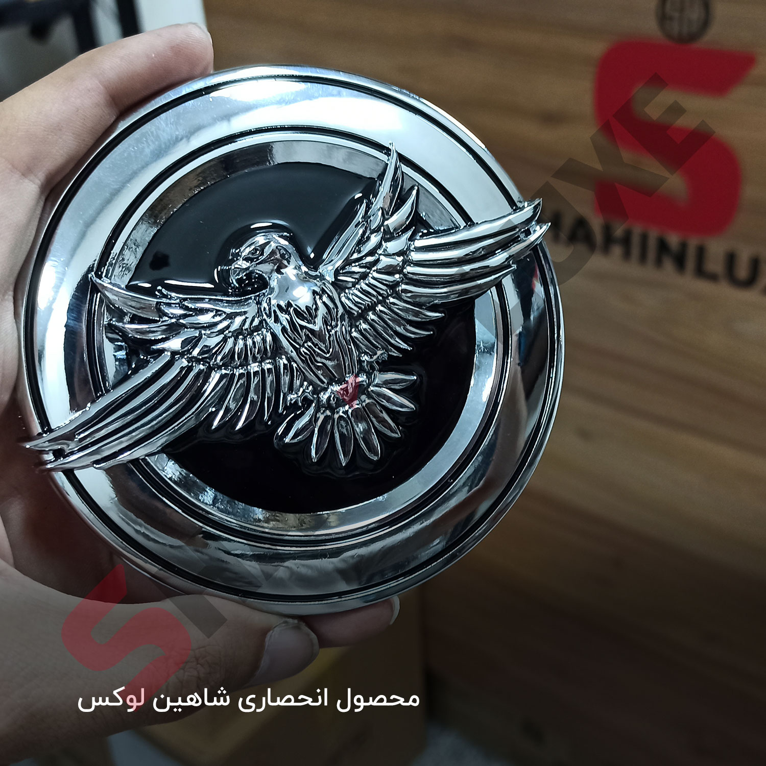 آرم لوگو پرنده جلو پنجره و صندوق شاهین | شاهین لوکس