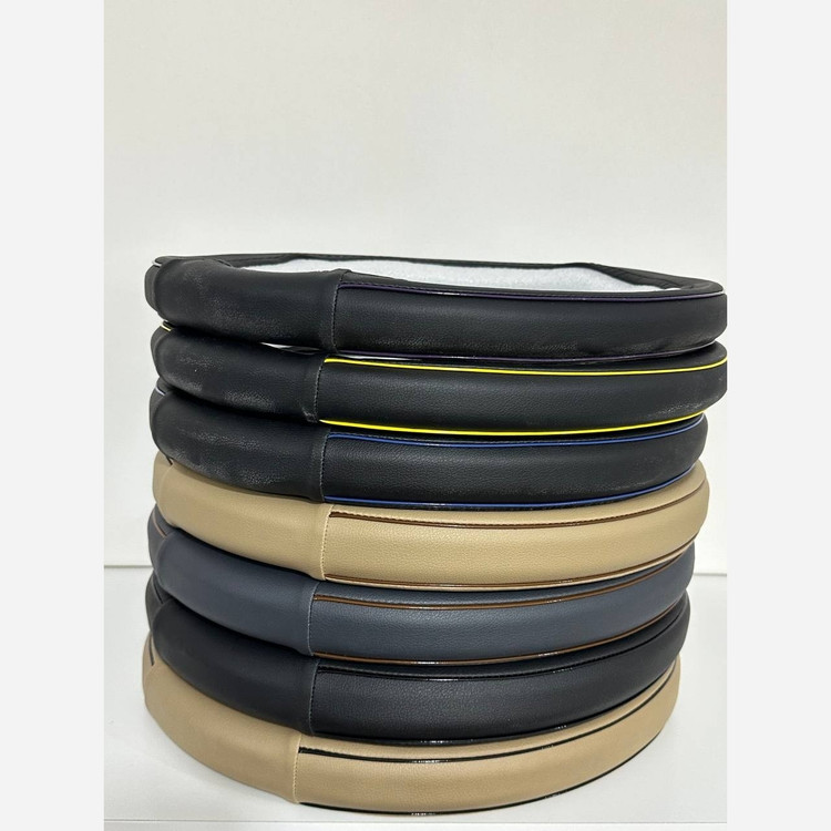 دور فرمان خودرو (کد253)/روکش دور فرمان حلقه ای چرم/دور فرمان مناسب انواع خودرو(پراید، پژو، سمند، تیبا، دنا، 206، ال90)