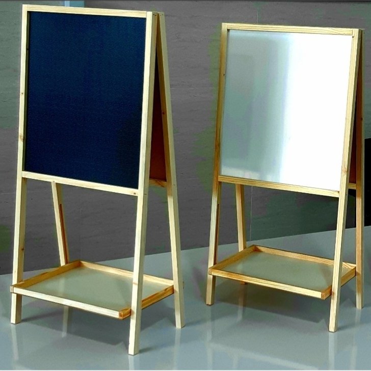 تخته وایت برد و تخته سیاه دوطرفه پایه دار سنجاب چوبی ارتفاع 80 سانتی متر