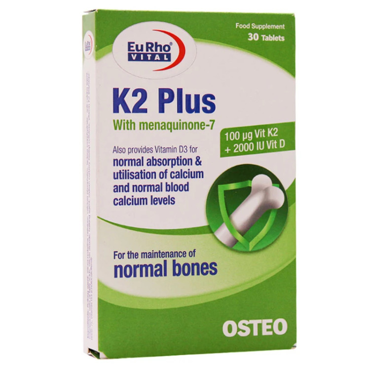 قرص مولتی ویتامین مدل K2 Plus یوروویتال بسته 30 عددی