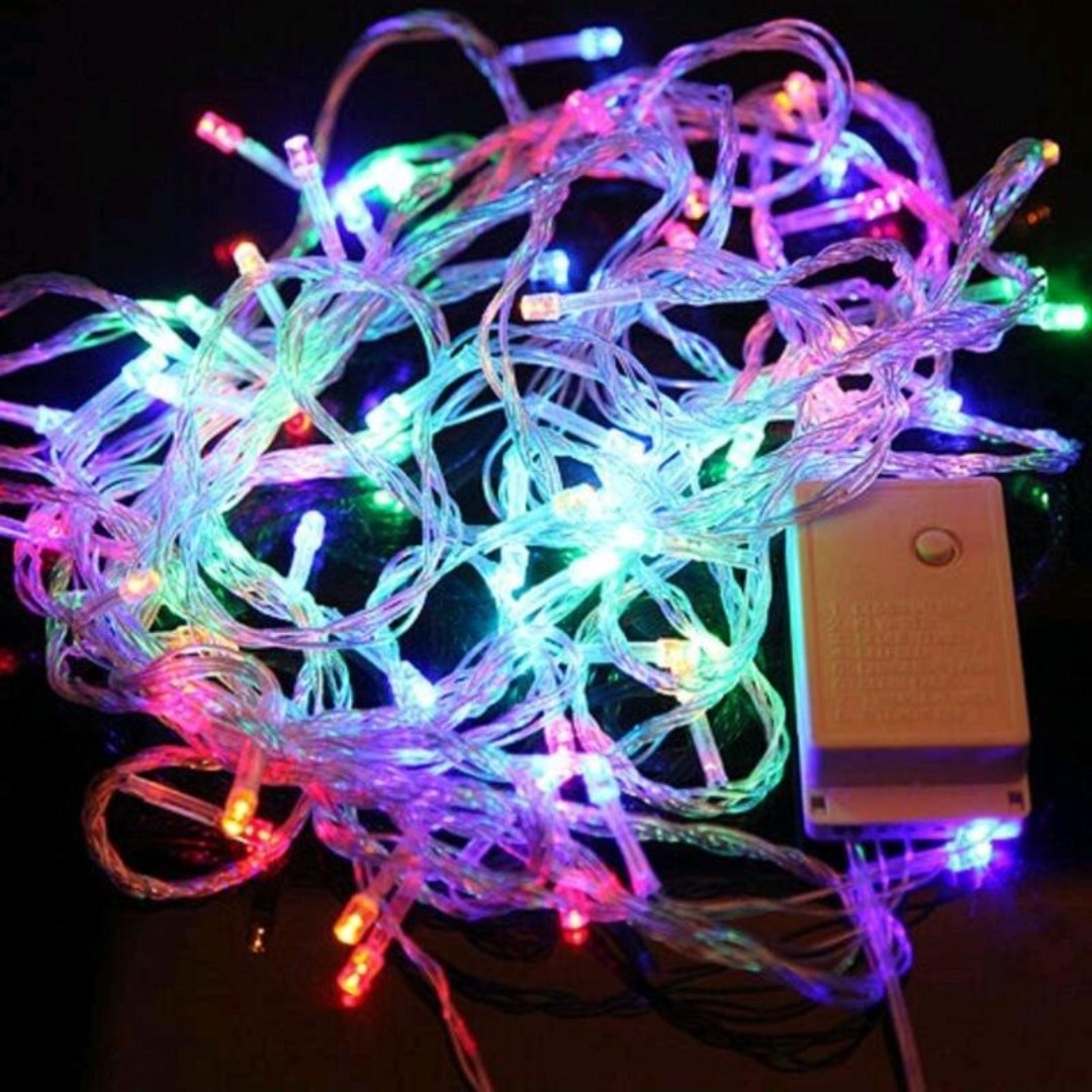 ریسه نوری ال ای دی (LED) سوزنی 100 لامپه و 9 متری هفت رنگ یا مولتی کالر