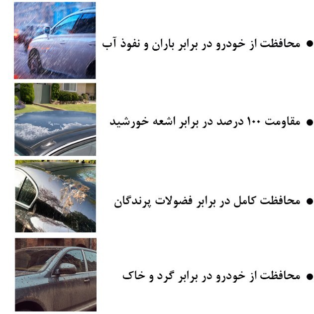 چادر ماشین خودرو چهار فصل ( ضد آب پشت کرک) ضخیم. پراید کوئیک پژو سمند رانا تیبا ساینا 206 تیبا2