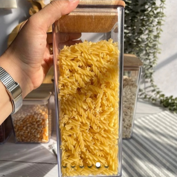 بانکه حبوبات درب چوبی مربع