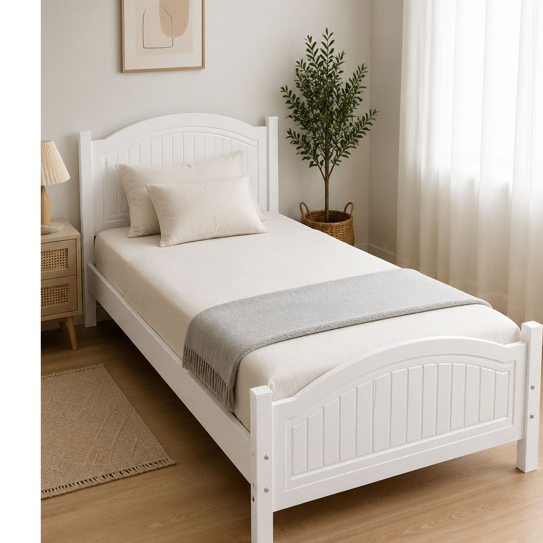 تخت خواب یک نفره مدرن طرح شیاردار روکش وکیوم MDF کد729- لمین وود
