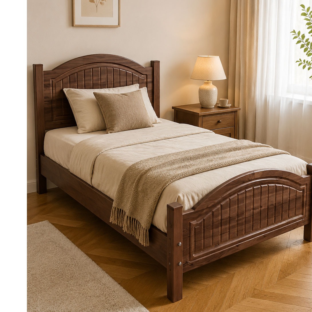 تخت خواب یک نفره مدرن طرح شیاردار روکش وکیوم MDF کد729- لمین وود