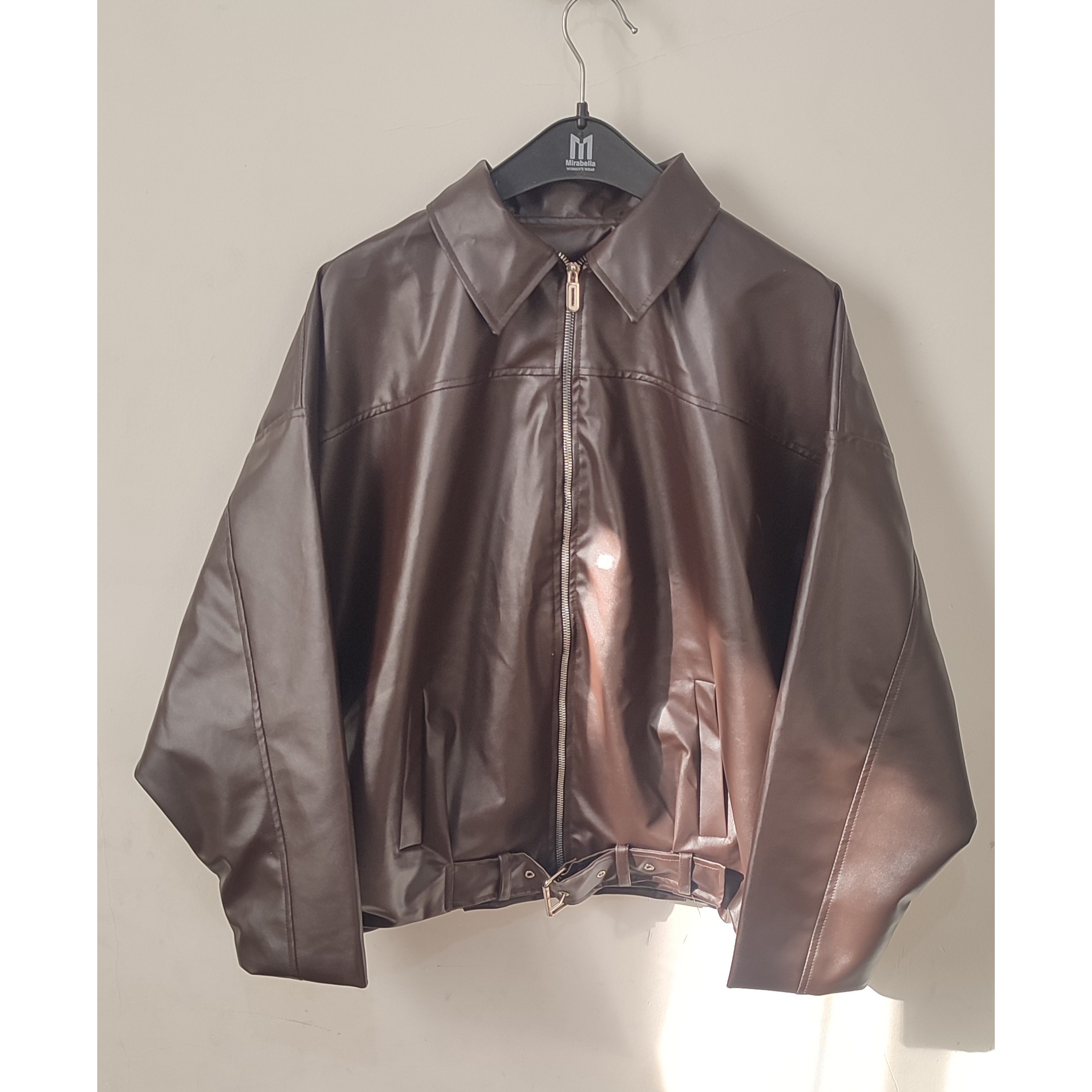 کت چرم زارا آستر دار فقط قهوه ای
