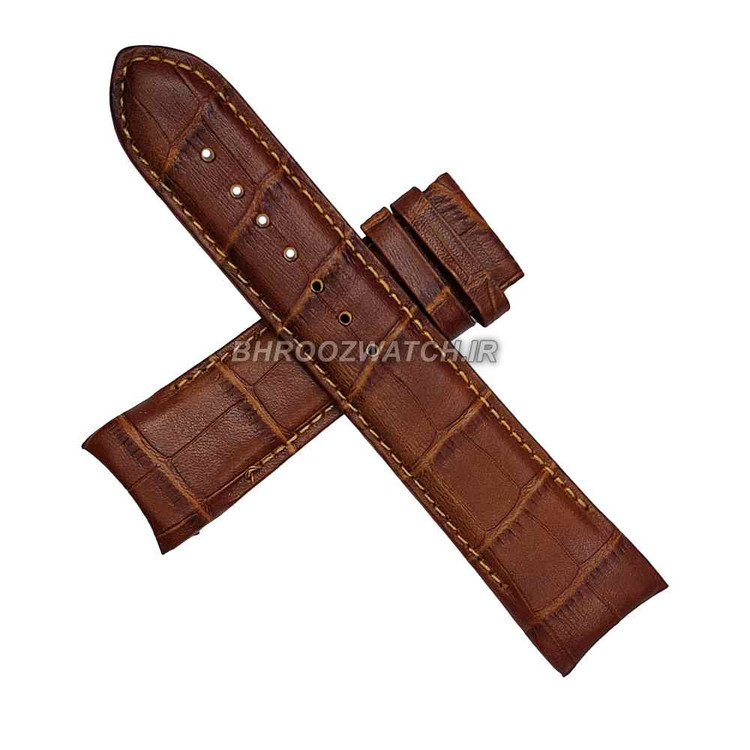 بند ساعت مچی چرم فیکس ژنو قهوه ای متوسط طرح دار سایز 24